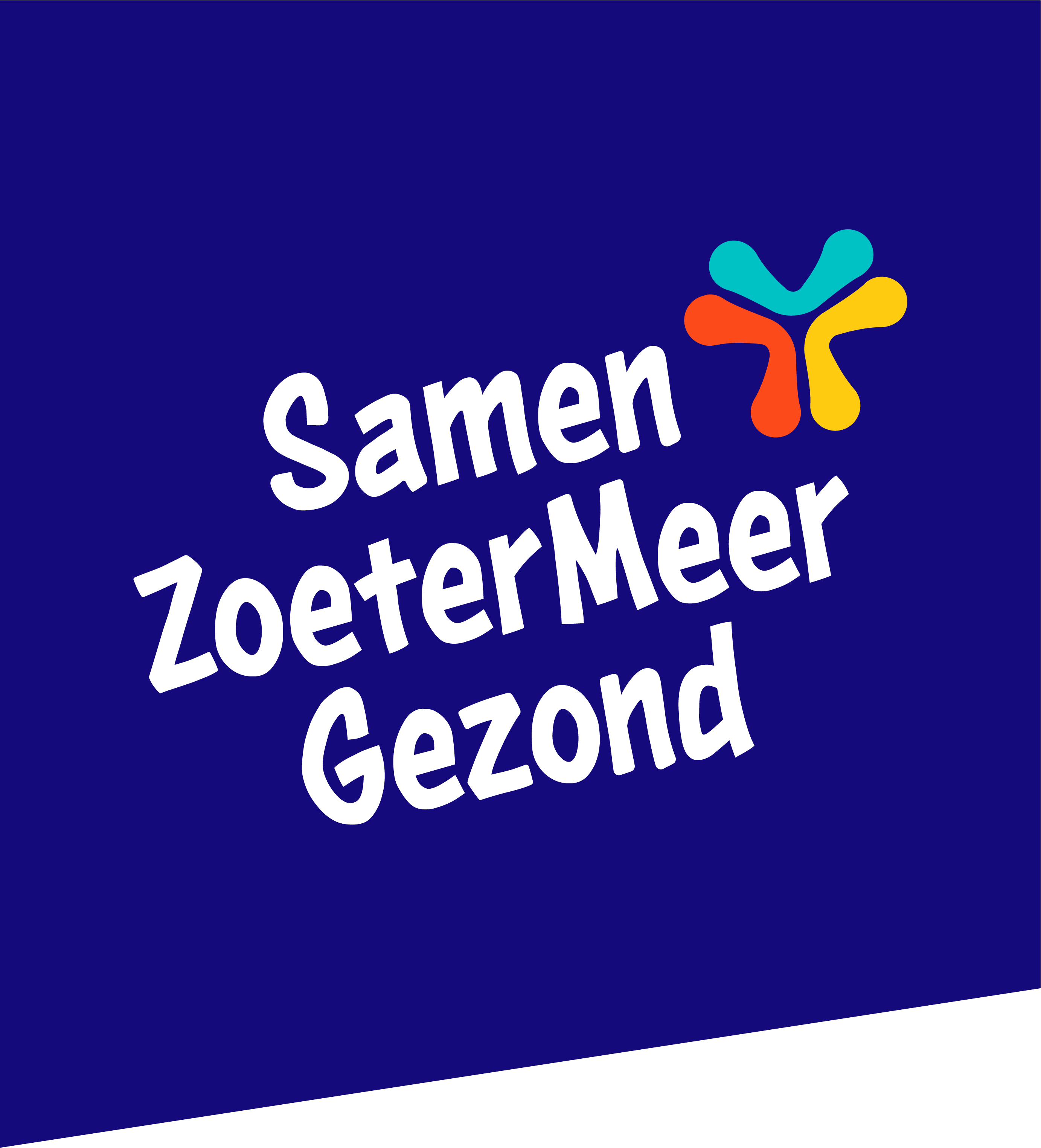 Het logo van SamenZoeterMeerGezond met een blauwe achtergrond